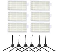 Sweet D Kit de recambios para Robotic Aspiradoras de ILIFE V3s V5 V5s Pro - 6 Filtros Hepa + 6 Cepillos Laterales (Izquierdo + Derecho), Accesorios, 12 pzs