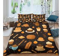 Sweet Dessert Pattern Funda Edredon Juego de Ropa de Cama de 3 Piezas Impresión 3D Cierre de Sweet Dessert patrón Funda de Edredón Funda de Almohada a Juego Transpirable for Ancianos （140x200cm）