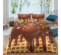 Sweet dessert topping Funda de Edredón Microfibra Suave 3 Piezas Estampado 3D Sweet dessert topping Funda Edredon con Fundas de Almohada Antibacteriana Lavables for familia Double（200x200cm）