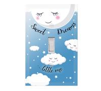 Sweet Dream Baby Nursery Room Light Switch Wall Plate Cover Decorative Kids Bedroom Decor Moon Stars Clouds Toddler Playroom