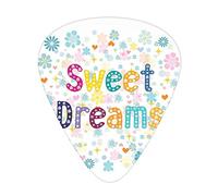 Sweet Dreams - Juego de 12 púas universales para guitarra ABS, letras coloridas con pequeñas flores sobre un fondo floreciente, fiesta de pijamas, para guitarra acústica y eléctrica