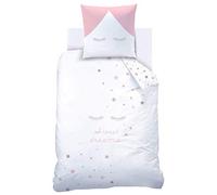 Sweet Dreams Juego de Ropa de Cama con diseño de Estrellas, 135 x 200 cm, Ropa de Cama Infantil, pestañas y Estrellas, Funda de Almohada de 80 x 80 cm y Funda nórdica de 135 x 200 cm, 100% algodón
