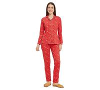 Sweet Dreams Pijama estampado de manga larga para mujer, Rojo, 72