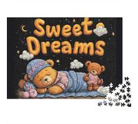Sweet Dreams Teddy Bear Rompecabezas Imposible,desafío for Adults Juego Educativo 1000 Piezas Obra De Arte De Juego De para Adultos Y Niños 52x38cm/1000pcs