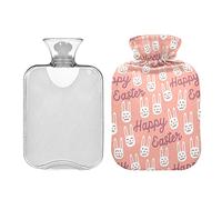 Sweet Easter Bunny - Botella de agua caliente con cubierta suave, bolsa de agua caliente de 1 litro para compresas frías y calientes, calentador de pies de PVC