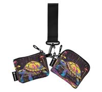 Sweet Eastern Box Turtle - Tarjetero pequeño portátil con correa de muñeca para el trabajo, viajes, 2 estuches para tarjetas de crédito