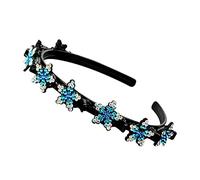 Sweet For Bangs - Diademas de doble capa con clips, diadema trenzada para niñas, diadema trenzada de doble capa