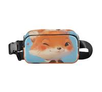 Sweet Fox - Bolsa cruzada de moda con diseño de dibujos animados para mujeres y hombres, mini bolsa de cinturón con correa ajustable para viajes, compras, correr