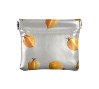 Sweet Fruit - Monedero pequeño de piel para mujer, diseño de frutas y flores, color turquesa, Cape Gooseberry Fruit Silver, 1 size