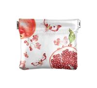 Sweet Fruit - Monedero pequeño de piel para mujer, diseño de frutas y flores, color turquesa, Fruta de granada fresca blanca, 1 size, Moderno