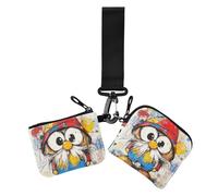 Sweet Gnome Art Painting - Carteras dobles para mujer, fundas para tarjetas de visita, delgada, desmontable, con bolsillo con cremallera para mujer, 2 unidades, Pintura artística de gnomo dulce, 1