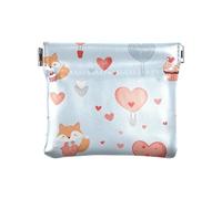 Sweet Hearts - Monedero pequeño para guardar cosméticos, auriculares, joyas, color beige, Lindo zorro de San Valentín Love Blue, Talla única, Lindo zorro de San Valentín Love Blue