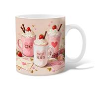 Sweet Hearts - Taza de café de cerámica, diseño de San Valentín, con asa, regalo para amigos, familiares, compañeros de trabajo, amantes de la tercera edad, 425.2 g