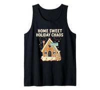 Sweet Holiday Chaos Gingerbread House Funny Navidad Camiseta sin Mangas