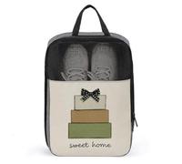 Sweet Home - Bolsa para zapatos de golf con lazo a cuadros en blanco y negro para viajes, uso diario, antipolvo