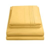 Sweet Home Collection 1500 Hilos 4 Piezas Calidad Egipcio Bolsillo Profundo Juego de sábanas, Completa, Beige, Amarillo, Matrimonio
