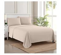 Sweet Home Collection 1500 Hilos 4 Piezas Calidad Egipcio Bolsillo Profundo Juego de sábanas, Completa, Beige, Beige, Cama Individual