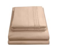 Sweet Home Collection 1500 Hilos 4 Piezas Calidad Egipcio Bolsillo Profundo Juego de sábanas, Completa, Beige, marrón Topo, Matrimonio Doble