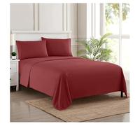 Sweet Home Collection 2049 Thread Count Sheet Set - Soft Egyptian Quality Brushed Microfiber Juego Lujo encimera, sábana Bajera y 2 Fundas de Almohada, Microfibra, Granate, Plein, 4