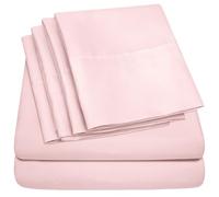 Sweet Home Collection 6 Piece Bed Sheets 1500 Thread Count Deep Pocket Fine Juego de Fundas de Almohada Extra de Microfibra con Bolsillos Profundos, Rosa Claro, Matrimonio Doble