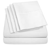 Sweet Home Collection 6 Piece Bed Sheets 1500 Thread Count Deep Pocket Fine Juego de Fundas de Almohada Extra de Microfibra con Bolsillos Profundos, Blanco, Matrimonio, 6