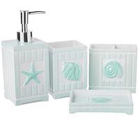 Sweet Home Collection Bathroom Accessories Sets Unique Collections Modern Classic Hermosos diseños Decorativos contemporáneos para bañera de baño y Ducha, Resina, Conchas de Playa, Paquete de 4, 4