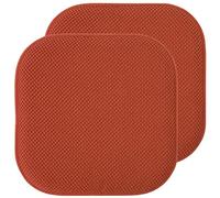 Sweet Home Collection Chair Cushion Memory Foam Pads Honeycomb Pattern Slip Non Skid Rubber Back Rounded Square 16" x 16" Seat Cover, 2 Pack, Rust