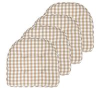 Sweet Home Collection Cojín de espuma viscoelástica para silla, con capitoné, parte trasera de goma antideslizante, en forma de U, 17 x 16 pulgadas, 4 unidades (paquete de 1), color gris topo/blanco a