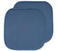 Sweet Home Collection Cojín de Espuma viscoelástica para Silla, diseño de Panal Funda de Asiento Cuadrada Redondeada de Goma Antideslizante de 16 x 16 Pulgadas, Lino Plata, Azul, 2 Count (Pack of 1)