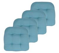Sweet Home Collection Cojines para Silla de Exterior y Patio prémium con Relleno Grueso y cómodo de Fibra, Funda de Asiento capitoné de 19 x 19 Pulgadas, 4 Unidades (Paquete de 1), Verde Azulado
