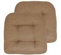 Sweet Home Collection Cojines para Silla de Exterior y Patio prémium con Relleno Grueso y cómodo de Fibra, Funda de Asiento capitoné de 19 x 19 Pulgadas, 2 Unidades (Paquete de 1), Color Gris Pardo