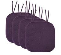 Sweet Home Collection Funda de Asiento de Goma Antideslizante Cuadrada Redondeada de 40,64 x 40,64 cm, Espuma de Memoria, Poliuretano, Morado Berenjena, Paquete de 4