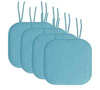 Sweet Home Collection Funda de Asiento de Goma Antideslizante Cuadrada Redondeada de 40,64 x 40,64 cm, Espuma de Memoria, Poliuretano, Verde Azulado, Paquete de 4