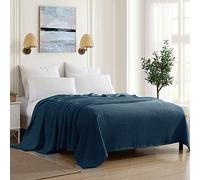 Sweet Home Collection Home 100% Fine algodón Tejido de Manta de Lujo, Gris Oscuro, Azul Marino, Full/Queen