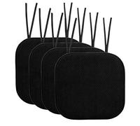 Sweet Home Collection Home Funda de Asiento Antideslizante con Respaldo de Goma, Cuadrada, 40,6 x 40,6 cm, Espuma viscoelástica, Poliuretano Espuma con Efecto Memoria, Negro, 4 Unidades