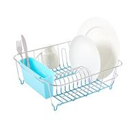 Sweet Home Collection - Juego de escurridor de Platos de 2 Piezas con Soporte para Utensilios, Simple, fácil de Usar, Cabe en la mayoría de fregaderos, 37 x 33 x 13 cm, Color Azul Turquesa