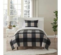 Sweet Home Collection Juego de plumón Alternativo ultrasuave y sábanas de Lujo, poliéster, Cuadros Escoceses Negro/Gris, tamaño Individual