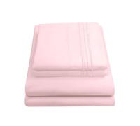 Sweet Home Collection Juego de Ropa de Cama de Lujo con sábana encimera, sábana Bajera, 2 Fundas de Almohada, Microfibra Fina de Doble Cepillado, Rosa pálido, tamaño King