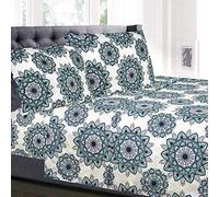 Sweet Home Collection Juego de Ropa de Cama de Lujo con sábana encimera, sábana Bajera, 2 Fundas de Almohada, Microfibra Fina de Doble Cepillado, Ashley, California King