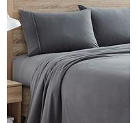 Sweet Home Collection Juego de sábanas de Franela cálidas y acogedoras, Transpirables para Todas Las Estaciones, con Fundas Ajustadas, Planas y de Almohada, King, Gris