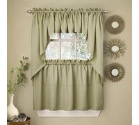 Sweet Home Collection Kitchen Window Curtains Tier, Swag, or Valance guirnaldas y elección de par de Niveles de 24 o 36 Pulgadas, Poliéster, Ribcord Sage, W 60" x L 36.1" (1 Panels)