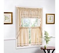 Sweet Home Collection Kitchen Window Curtains Tier, Swag, or Valance, par de Niveles de 36 Pulgadas, Tela, Adirondack Toast, W 60" x L 36.1" (1 Panels)
