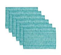 Sweet Home Collection Manteles Individuales 100% algodón para Comedor, rectangulares, Tela Tejida de Dos Tonos, 13 x 19 Pulgadas, Juego de 6 manteles Individuales, Color Turquesa
