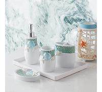 Sweet Home Collection Seascape - Juego de Accesorios de baño, Colecciones únicas, Modernas, clásicas, Decorativas, Hermosos diseños, decoración de bañera de Ducha, 4 uds