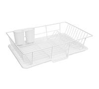 Sweet Home Collection Secado y Almacenamiento: Incluye Soporte para Cubiertos y escurridor, maximiza el Espacio de la encimera, plástico metálico, Color Blanco