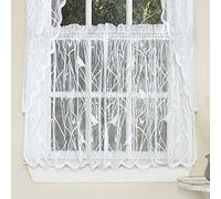 Sweet Home Collection Ventana de Cocina, Cenefa Tratamiento de Cortinas en Patrones y diseños Elegantes y únicos para Toda la decoración del hogar, Poliéster, Songbird Blanco, W 36" x L 60" (1 Panels)