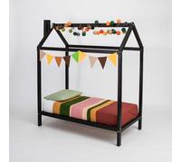Sweet Home From Wood Cama-casita Montessori de Madera Maciza, Estructura de Cama para niños. (Negro, 200x140cm)