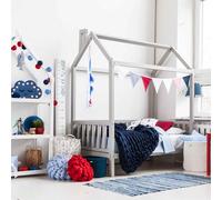 Sweet Home From Wood Cama Infantil de Madera Maciza, Estructura de Cama, Cama-casita (Gris, 140x70cm)
