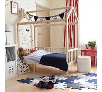 Sweet Home From Wood Cama Infantil de Madera Maciza, Estructura de Cama, Cama-casita (Madera de Abedul, 140x70cm)