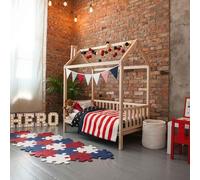 Sweet Home From Wood Cama Infantil de Madera Maciza, Estructura de Cama, Cama-casita (Madera de Abedul, 200x140cm)